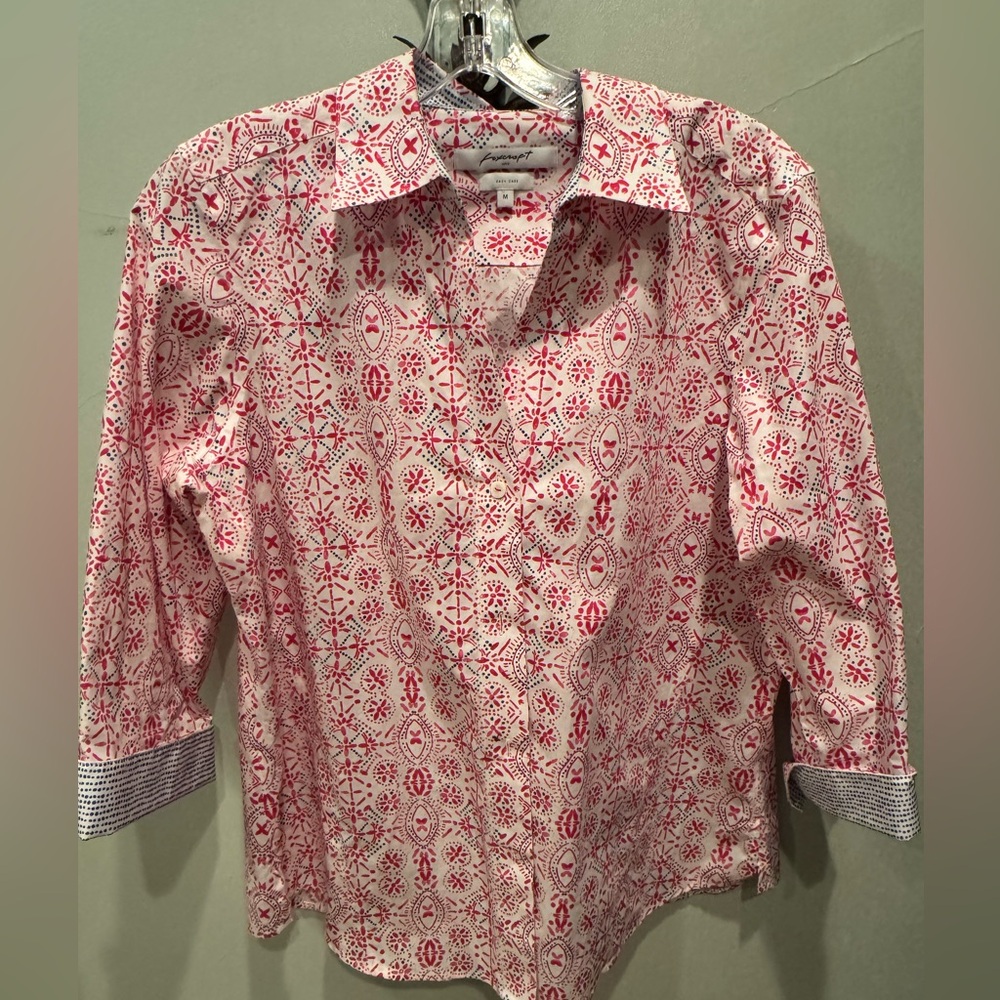 Foxcroft Pink and Blue Patterned Shirt